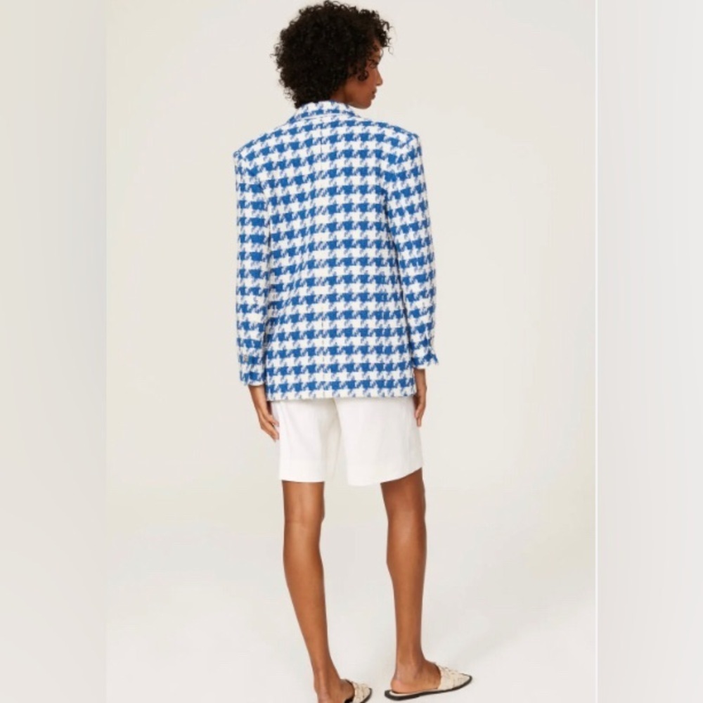 Joie houndstooth blue white oversized blazer - Picture 4 of 17